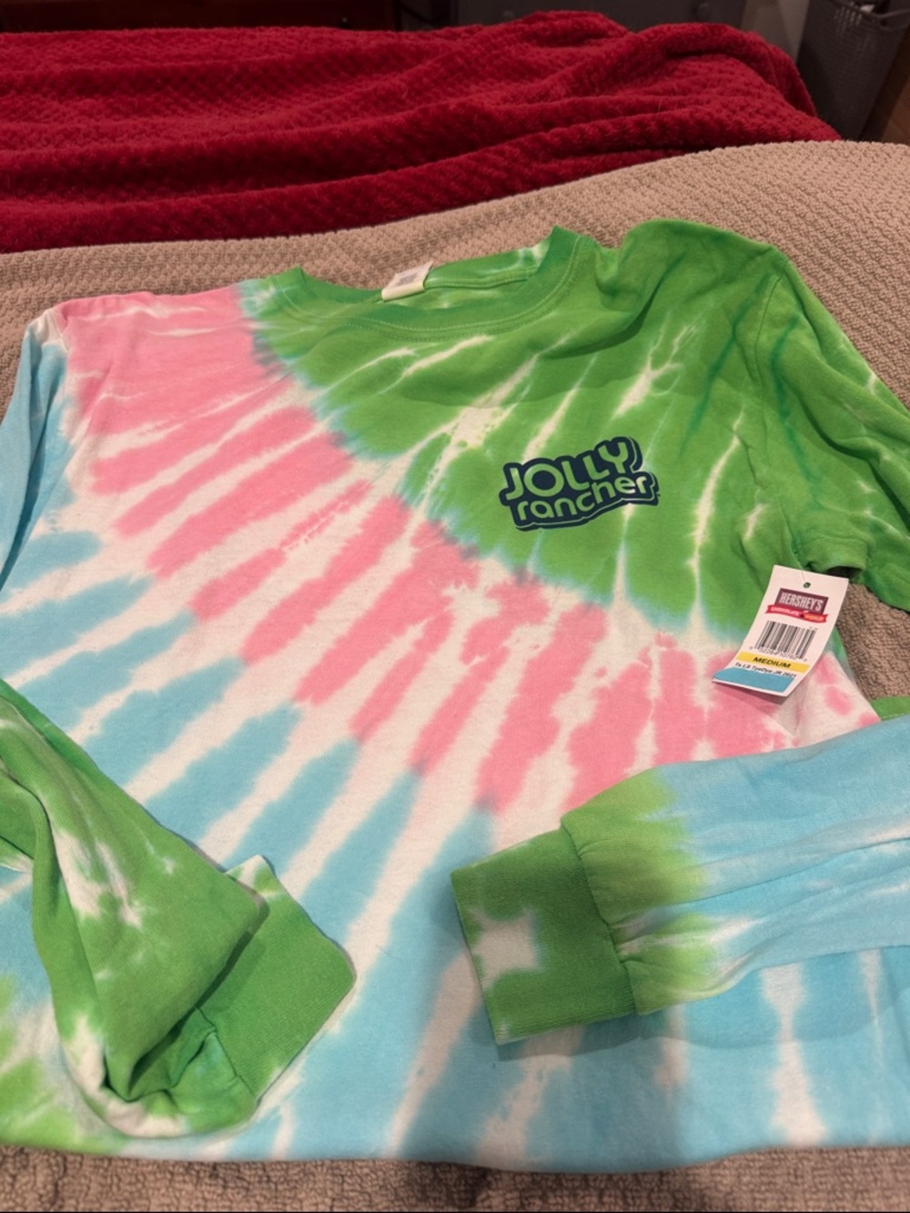 Tie-Dye Long Sleeve Tee - Pink, Blue & Green jolly rancher